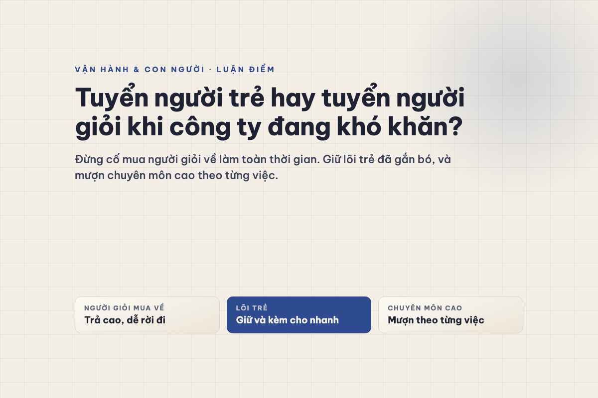 Ảnh bìa: Tuyển người trẻ hay tuyển người giỏi khi công ty đang khó khăn?